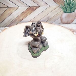 Vintage Ceramic Elephant Bobble Head Figurine with Tusks